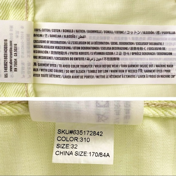 Abercrombie Annie High Rise Frayed Cut Off Destroyed Denim Short Pastel Neon NEW - Picture 10 of 13